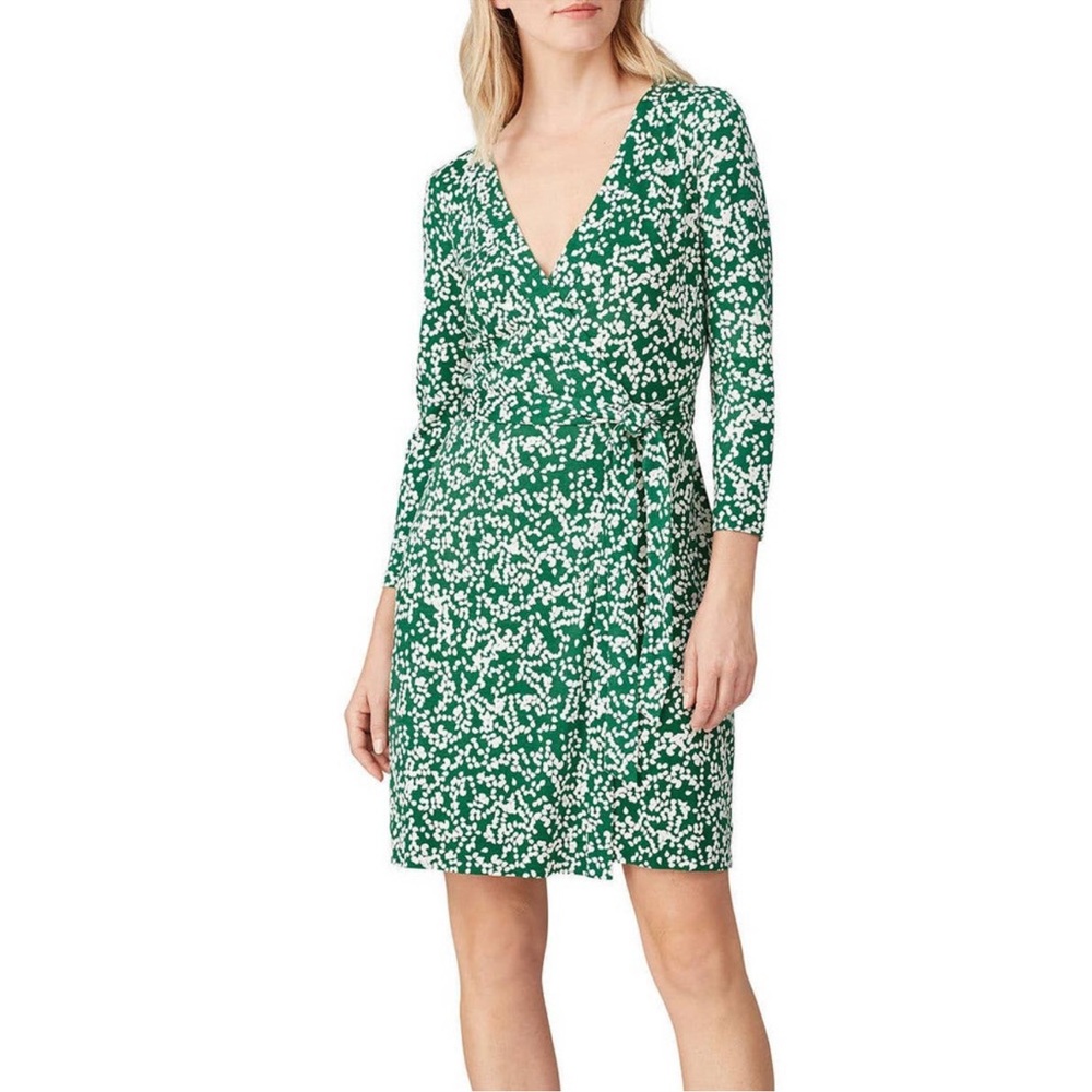 Diane Von Furstenberg Silk Miles Dress Green/White Size S
